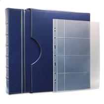 Álbum de Luxo Azul 10 Folhas c/ bolso p/ 40 Cédulas 3BZN G - Caravelas Coleções