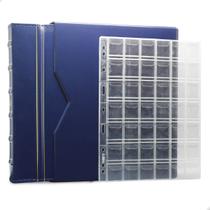 Álbum de Luxo Azul 20 Folhas para 840 Moedas 3BZN P - Caravelas Coleções