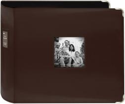 Álbum de recortes Pioneer 12 x 12 castanhos em material sintético costurado com 3 anéis