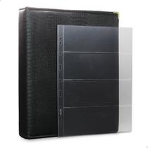Álbum Fichário 30 Folhas para Cédulas 4 Espaços 32x24 Ziper Cobra Fosco GG Álbum Fichário 30 Folhas para Cédulas 4 Espaços 32x24 Ziper Cobra Fosco GG