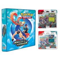 Álbum Fichário Pokemon Escarlate e Violeta Amigos de Jornada com 2 Blisters Triplo Scraggy Yanma