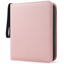 Álbum fichário WisOffice 4 bolsos, carregamento lateral, couro PU rosa Álbum fichário WisOffice 4 bolsos, carregamento lateral, couro PU rosa