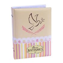Álbum Fotográfico 15x21 100 Fotos BATISMO LISTRA ROSA Bebê Infantil Batizado