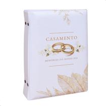 Álbum Fotográfico 15x21 100 Fotos CASAMENTO BRANCO Alianças Bodas Enlace Adulto