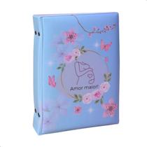 Álbum Fotográfico 15x21 para 100 Fotos GESTANTE AMOR MAIOR AZUL Bebê Infantil Menina