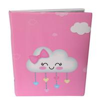 Álbum Fotográfico 20x25 para 80 Fotos CHUVA DE AMOR ROSA Bebê Infantil Nuvem Bençãos