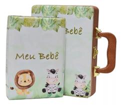 Álbum Luxo Com Caixa Meu Bebê Safari 160 Fotos 15x21 Menino