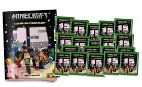 Álbum Minecraft celebration 15 anos com 100 Figurinhas (20 envelopes)