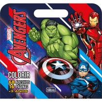 Álbum Para Colorir Personagem Maleta Avengers Vingadores 8 Folhas + 68 Adesivos Tilibra