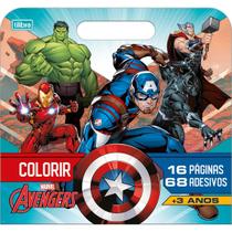 Álbum Para Colorir Personagem Maleta Avengers Vingadores 8 Folhas + 68 Adesivos Tilibra