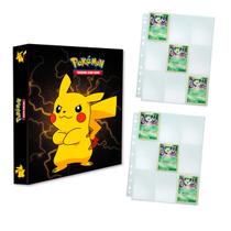 Álbum Pasta Fichário Pokemon + 20 Folhas Pikachu Capa Dura