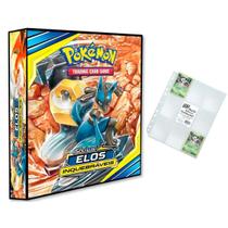 Álbum Pasta Fichário Pokemon com 10 Folhas YES 9 Bolsos Elos Inquebráveis Capa Dura Reforçado Cards