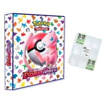 Álbum Pasta Fichário Pokemon com 10 Folhas YES 9 Bolsos Escarlete e Violeta 151 Capa Dura Reforçado para Cards