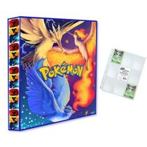 Álbum Pasta Fichário Pokemon com 10 Folhas YES 9 Bolsos Pássaros Lendários Capa Dura Reforçado Coleção