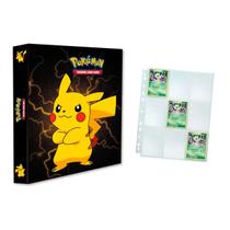 Álbum Pasta Fichário Pokemon com 10 Folhas YES 9 Bolsos Pikachu Capa Dura Reforçado Colecionar Cards