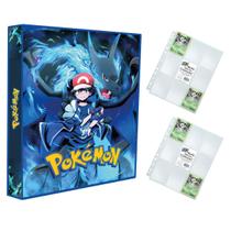 Álbum Pasta Fichário Pokemon com 20 Folhas YES 9 Bolsos Ash Mega Charizard Capa Dura Reforçardo