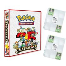 Álbum Pasta Fichário Pokemon com 20 Folhas YES 9 Bolsos Celebrações 25 Anos Capa Dura Reforçado