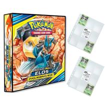 Álbum Pasta Fichário Pokemon com 20 Folhas YES 9 Bolsos Elos Inquebráveis Capa Dura Reforçado Cards