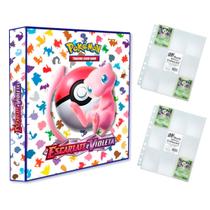 Álbum Pasta Fichário Pokemon com 20 Folhas YES 9 Bolsos Escarlete e Violeta 151 Capa Dura Reforçado para Cards