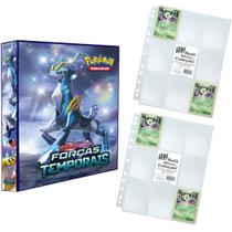 Álbum Pasta Fichário Pokemon com 20 Folhas YES 9 Bolsos Escarlete e Violeta Forças Temporais Capa Dura Reforçado Cards