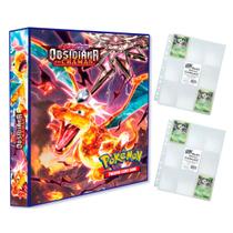 Álbum Pasta Fichário Pokemon com 20 Folhas YES 9 Bolsos Escarlete e Violeta Obsidiana em Chamas Capa Dura Álbum Pasta Fichário Pokemon com 20 Folhas YES 9 Bolsos Escarlete e Violeta Obsidiana em Chamas Capa Dura