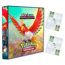 Álbum Pasta Fichário Pokemon com 20 Folhas YES 9 Bolsos Sol e Lua Sombras Ardentes Capa Dura TCG Álbum Pasta Fichário Pokemon com 20 Folhas YES 9 Bolsos Sol e Lua Sombras Ardentes Capa Dura TCG