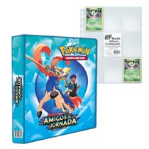 Álbum Pasta Fichário Pokemon Escarlate e Violeta Amigos de Jornada com 10 Folhas Plásticas Cards Álbum Pasta Fichário Pokemon Escarlate e Violeta Amigos de Jornada com 10 Folhas Plásticas Cards