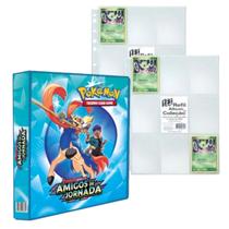 Álbum Pasta Fichário Pokemon Escarlate e Violeta Amigos de Jornada com 20 Folhas Plásticas Cartas