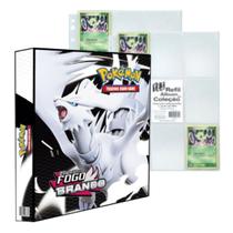 Álbum Pasta Fichário Pokemon Escarlate Violeta Fogo Branco com 20 Folhas 9 Bolsos YES Capa Dura TCG Álbum Pasta Fichário Pokemon Escarlate Violeta Fogo Branco com 20 Folhas 9 Bolsos YES Capa Dura TCG