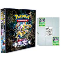Album Pasta Fichário Pokemon Escarlete e Violeta Coroa Estelar com 10 Folhas 9 bolsos Capa Dura TCG Album Pasta Fichário Pokemon Escarlete e Violeta Coroa Estelar com 10 Folhas 9 bolsos Capa Dura TCG