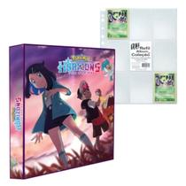 Álbum Pasta Fichário Pokemon Horizontes A Série com 10 Folhas Cartas TCG Capa Dura Reforçado Cards Álbum Pasta Fichário Pokemon Horizontes A Série com 10 Folhas Cartas TCG Capa Dura Reforçado Cards