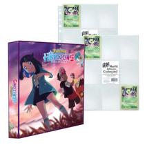Álbum Pasta Fichário Pokemon Horizontes A Série com 20 Folhas Coleção Cards TCG Capa Dura Reforçado
