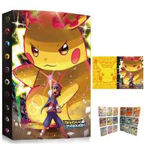 Album Pokemon Porta 432 Cartas Fichário Cards Pikachu Ash