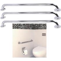 Alça Barra Apoio 70cm Inox Kit 3 Uni Acessibilidade Criança Idoso Gestante Anti Queda Resistente Segurança