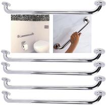 Alça Barra de Apoio Kit 5 Uni Inox Suporte Gestante Deficiente Acessibilidade Inox 70cm Banheiro Resistente Previne Queda