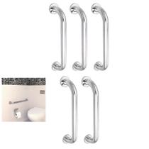 Alça de Apoio 30cm Inox Barra Kit 5 Unidades Acessibilidade Idoso Banheiro Box Deficiente Cadeirante Corrimao Segurança Suporte