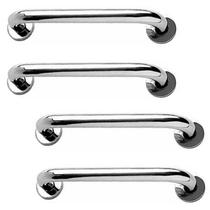 Alça de Apoio 30cm Kit 4 Unidades Barra Aço Inox Acessibilidade Suporte Idoso Cadeirante Banheiro Box Casa Corrimao Escada Segurança Proteçao