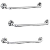 Alça de Apoio 60cm Inox Barra Kit 3 Unidades Cadeirante Deficiente Segurança Banheiro Idoso Acessibilidade