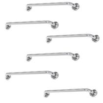 Alça de Apoio Barra Inox 60CM Kit 6 Unidades Segurança Banheiro Box Idoso Cadeirante Acessibilidade Corrimao Escada Parede Suporte