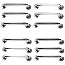 Alça de Apoio Inox 30Cm Barra de Segurança Kit 12 Unidades Idosos Crianças Cadeirante Gestante Banheiro Box Acessibilidade Suporte Anti Queda Evita Ac