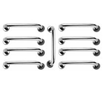 Alça de Apoio Inox 30cm Kit 9 Unidades Barra de Segurança Idoso Cadeirante Banheiro Box Corrimao Suporte Acessibilidade