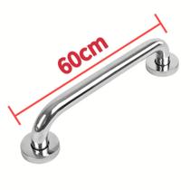 Alça de Apoio Inox Barra 60cm Acessibilidade Segurança Idoso Banheiro Box Parede Corrimao Suporte Anti Queda