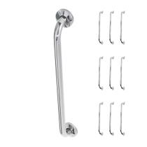 Alça de Apoio Inox Barra 70cm Kit 9 Unidades Acessibilidade Segurança Idoso Deficiente Cadeirante Banheiro Parede Box Corredor Corrimao Resistente