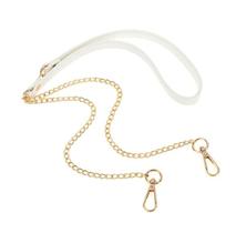 Alça de Bolsa com Corrente e Mosquetão Dourado e Branco 120cm