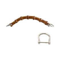 Alça De Bolsa De Couro De Bambu Natural Com Estrutura Removível, Fecho De Beijo, Fecho Em Forma De