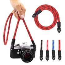 Alça de câmera Eorefo Vintage Nylon Climbing Rope 100cm vermelha/preta