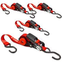 Alça de catraca NeatStrap Self-Storing DC Cargo Mall de 1 polegada x 15 pés (pacote com 4) Amarras para transporte e armazenamento organizados amarre a carga com segurança em uma caminhonete, caminhão de mudança e trailer