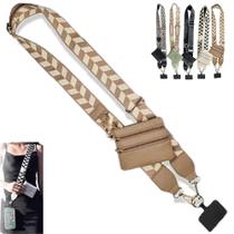 Alça de telefone com bolsa com zíper e alça tiracolo (marrom)