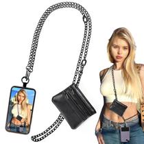 Alça de telefone com carteira XANGNIER ajustável anti-roubo preta