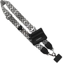 Alça de Telefone Save the Girls Clip and Go - Chevron Preto/Branco com Bolsa